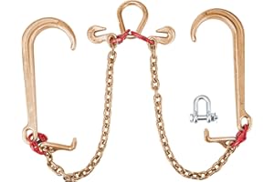 VEVOR Chaîne de bride V, chaîne de remorquage de bride transport grade 80, résistance à la rupture 4,2 t avec crochets T 10 x 6 cm J 38 x 15 cm connecteur à maillons en poire raccourcisseurs de chaîne