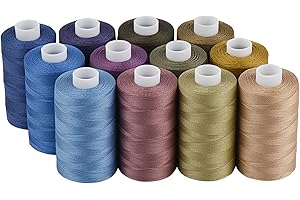 Simthread Filo per trapuntatura in cotone per macchina da cucire domestica, 12 colori jeans, 500 m