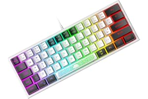 ZIYOU LANG Przenośna Klawiatura do Gier 60% RGB Chroma Podświetlany USB Przewodowy Membranowa Klawiatura Gamingowa Mechaniczne Uczucie Mini Compact 62 Klawisze UK Layout for PC Laptop Mac-Białą & Czarna