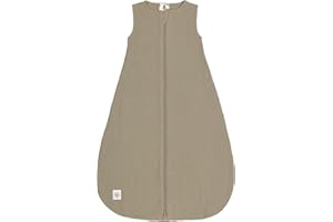 LÄSSIG Baby Sommerschlafsack ohne Ärmel Muslin Baumwolle GOTS zertifiziert unisex/Muslin Sleeping Bag olive, Größe 62/68 3-6 Monate