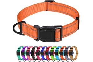 TagMe Odblaskowa nylonowa obroża dla psa, regulowana, klasyczna obroża dla psa z klamrą szybkiego zwalniania, dla małych psów, pomarańczowa, szerokość 1,5 cm