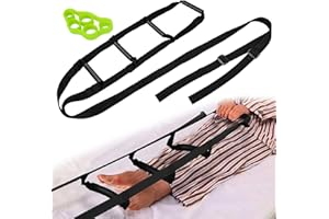 VOSSOT Bettleiter Aufrichthilfe,Bettgitter-Hilfsgriff,verstellbar Bettleiter Strickleiter,Bettunterstützungsgeräte verstellbar mit Fingertrainer für Ältere Menschen,Kranke,Behinderte,232cm×18cm