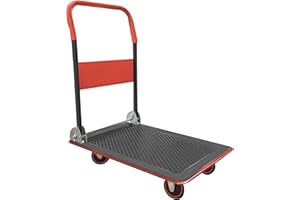 Fenixshop24 Carrello da trasporto pieghevole con piattaforma e ruote girevoli a 360°- carichi fino a 200 Kg - struttura in acciaio.