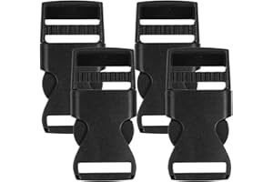 XIAOJING0 4 Pièces Boucle Sangle 15mm, Attache Cartable, Boucle Plastique, Boucle à Double Ouverture Latérale, Fermoirs de Sac à Dos pour Accessoires, Vêtements, Couture, Sangles de Sacs - Noir