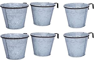 ‎ARTECSIS ARTECSIS 6er Set Pflanztopf mit Ringhalter, verzinkter Hängetopf für Innen und Außenbereich, 15cm Durchmesser, grau, Blumentopf für Balkon Garten Geländer Palette