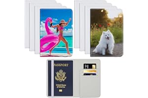 Yeaqee 8 Pcs Sublimation Passport Holder Covers PU Leather Heat Transfer Card Travel Wallet DIY Blank Holder Cover for Passport Business Cards Credit Cards, White, Compact