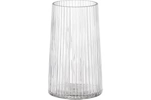 KAYLETIN Vaso in vetro trasparente per fiori, vaso di fiori in vetro, vasi per bouquet, moderni vasi a coste per soggiorno, sala da pranzo, tavolino da caffè, ufficio, matrimonio, 20 cm