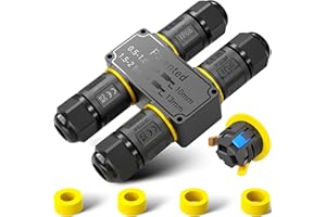 PEBA Connecteur de câble étanche à 3 fils - 4 voies IP68 - Diamètre du câble : 4-12 mm - Boîte de distribution extérieure - Borne de connexion avec levier pour l'extérieur - En forme de H - Noir