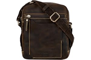 STILORD 'Nash' Vintage Sac d'Homme Cuir Petit Sacoche Bandoulière Pour DIN A5 Tablette PC Sac Messager pour Hommes en Cuir véritable