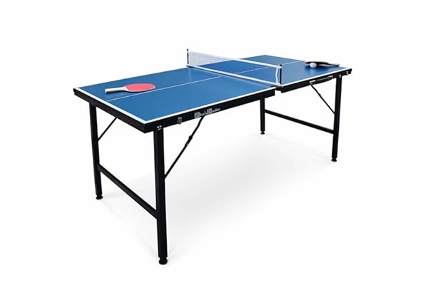Alice's Garden - Mini Table de ping Pong 150x75cm - Table Pliable Indoor Bleue. avec 2 Raquettes et 3 balles. Valise de Jeu pour Utilisation intérieure. Sport Tennis de Table