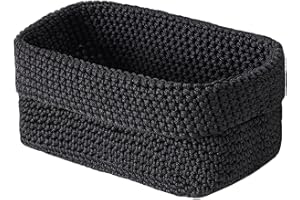 KMANGMAN 1pcs Häkelkorb,Korb für Aufbewahrung,Korb für Gästehandtücher,Organizer Boxen,Aufbewahrungskorb,Regalkörbe,Ordnungsboxen Küche,für Handtücher,Kosmetik,Schlüsseln,Schmuckstück,21 * 12 * 15.5cm-Schwarz