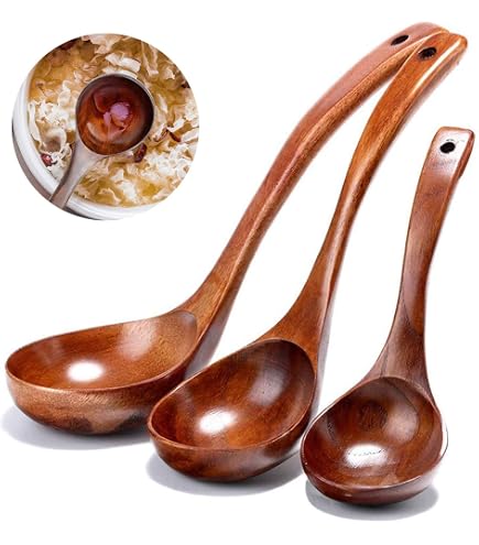 Aeaocvo 2 cucchiai da cucina in legno, 27,5 cm, cucchiaio in legno, cucchiaio da miele, manico lungo, cucchiaio rotondo in legno, cucchiaio da zuppa in legno, per cucina e cucinare