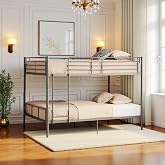 DORAFAIR Metal Bunk Bed 140x200 with Storage Space, Sturdy and Stable | Sturdy metal frame, multi-user, space-saving, black,