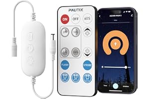 PAUTIX WiFi/Bluetooth LED-styrenhet för LED-remsa ljus 12–24 V, dimbar med RF-fjärrkontroll/smart app/Alexa kontroll