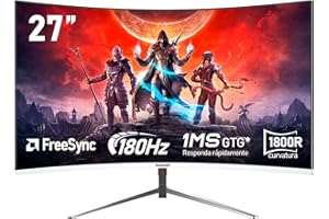 Gawfolk Monitor de PC Curvo para Juegos de 27 Pulgadas y 180 Hz, FHD 1080p, 1800R, ángulo de visión Ancho de 178°, FreeSync, HDR, Bisel Delgado, HDMI/DisplayPort - Blanco