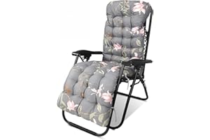 WildFun Sun Lounger Cushions Only, 170 * 53 * 8cm Garden Sunlounger Cushions Thick Chair Cushions with Non-Slip Top and Tie Ropes for Indoor Outdoor Garden Patio Beach(Grey)