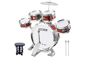 SHAYSON Junior Kids Drum Kit,Toddler Jazz Drum Toy 5 Drums & Cymbal Kit with Stool Mini Band Rock Set - Musical Instrument Toy Gift for 1 2 3 4 Years old Boys Girls