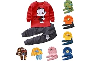 XINYUNZU Jungen Langarmshirt mit Hose Kinder Kleidung Set Baumwolle T-Shirt und Sporthose Set Trainingsanzug Schlafanzug Pyjama Set Boys Bekleidungssets für 1-7 Jahre