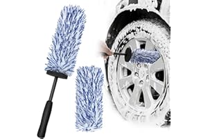 AdrreyuFny Spazzola Cerchi Auto, Microfibra Spazzola Ruote per Pulizia Profonda per Tutti i Tipi di Cerchioni Senza Graffi - Blu (1 x Copertura per Spazzola)