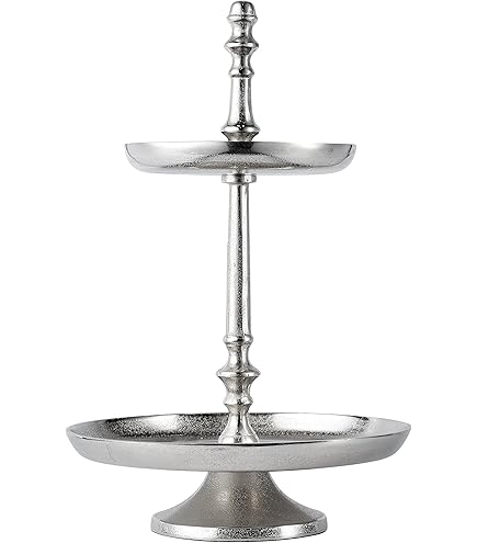 Brandsseller 3-Laags Aluminium Etagère Zilverkleurig - 70 Cm Vintage Serveerstandaard