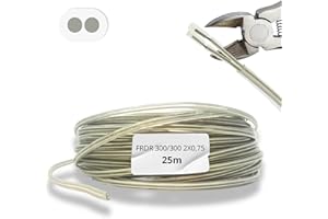 HALOTEC Cavo Elettrico 2 Fili 2x0.75 H03VVH2-F | 25 Metri | Doppio Isolamento in PVC | Installazione | Corrente | Trasparente | Piatto