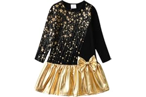 VIKITA Vestito Ricamo Floral Manica Lunga Cotone Bambina 1-8 Anni