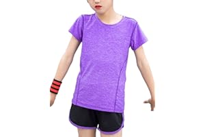 Echinodon Mädchen Sport-Set Schnelltrockend Shirt + Shorts Anzug für Yoga Jogging Training