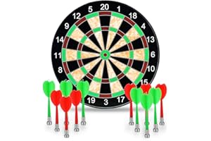 Towinle Dartboard, 17" Magnetic Dartboard with 12 Magnets Darts Arrows in 2 colors for Children and Adults