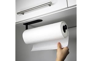 VonBueren Portarotolo da cucina senza foratura, colore: nero, porta rotolo per la conservazione e l'organizzazione della cucina, supporto per rotolo da cucina