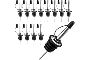 EWWTREY 12 Pezzi Metal Pour Barman, Versatori In Acciaio Inox, Versatori per Bottiglie Cocktail, Tappo Versatore Dosatore in Acciaio Inox per Liquore Olio Cocktail Vino Feste Bar Bottiglia Versatore Tappo