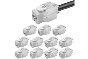 ZHITING 12x CAT 7 Keystone RJ45 Modul Buchse LAN Kabel 10 Gbit/s bis 1000 MHz AWG 22-24 werkzeuglos LSA vollgeschirmt STP Einbaubuchse RJ45 Buchse Schneidklemme für Patchpanel und Netzwerkdose