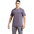 TECHNOSPORT Men's Polyester Crew Neck Half Sleeve Solid T-Shirt with Cotflex, SPF50+ for Gym, Sports & Regular Use