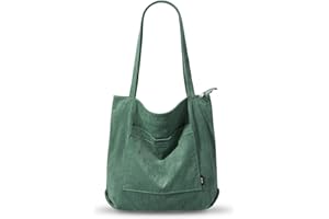 KALIDI FANCY FOREST KALIDI Sac fourre-tout imperméable pour femme - Sac cabas en velours côtelé avec fermeture zippée, poches, compartiments - Sac à bandoulière de grande capacité pour école, travail, shopping