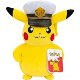 Pokemon Kaptan Pikachu Peluş - 20,8 cm Yumuşak Peluş Kaptan Şapkası ve Otantik Detayları