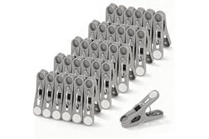 Romon Pinzas Ropa, 30 Pinzas Ropa Que No Dejan Marca Pinzas Toalla Playa Antideslizantes, Gris Ropa Clips Pinzas de Plástico Fuerte Resistentes al Viento para Toallas Ropa Interior Calcetines