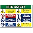 Site Safety Sign - 1 x A2 Safety Signs - A2 Large 594mm x 420mm - Site Safety Sign - Warning Sign - 8mm Correx - Outdoor or Indoor Use - Building Site Safety - Punkcards