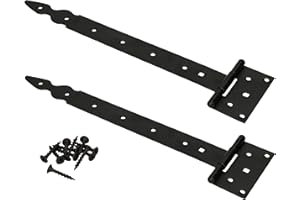 KOTARBAU® 2er Set Kreuzgehänge T-Scharnier 350 mm Dekorativ Ladenband Pulverbeschichtet Schwarz