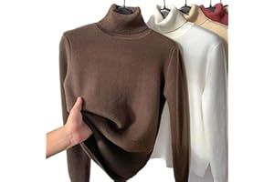 QISNG Winter Fleece Thick Knitted Bottoming Shirt, 2023 New Casual Thick Turtleneck Sweater Soft Thermal, M