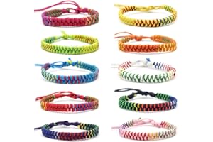 TONAUP Bracelet D'amitié Tissé Bohème, 10 Pièces Couleur Bracelets Bresilien Tissé à La Main, Bracelet Amitié Garçon pour Enfant, Femme, Homme