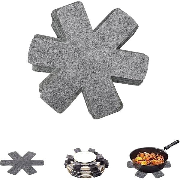 6 Salvapentole In Feltro Antigraffio - 3 Misure 20, 26, 30 Cm - Proteggi Superfici E Padelle, Per Impilare