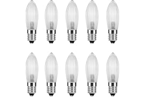 DiCUNO E10 LED Riffelkerze, 10x Spitzkerze für Schwibbogen, LED Ersatzbirne 0.2W ersatz 1W Topkerze, warmweiß 2300K, 5-55V, für Lichterbogen, Adventsleuchter, Lichterkette