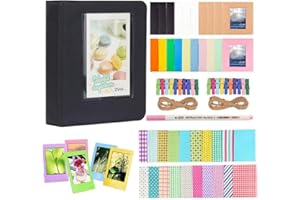 Anter Fotoalbum Zubehör für Fujifilm Instax Mini-Kamera, HP Ritzel, Polaroid Zip, Snap, Snap Touch-Druckerfolien mit Film Aufkleber, Album & Rahmen (64 Pocket, Schwarz)