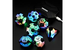 Dadi D&D Ricaricabile, Dadi da Gioco per Dungeons and Dragons HNCCESG Set Dadi D&D con Scatola di Ricarica Dadi DND Poliedrici Dadi Calcio LED D4/D6/D8/D10(0-9 e 00-90)/D12/D20 Facce per RPG MTG