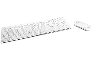 CSL-COMPUTER CSL Airy - Set mouse wireless con tastiera bianca con layout QWERTZ composto da tastiera wireless, mouse wireless, ricevitore USB Nano e cavo di ricarica USB, laptop, computer multimediali
