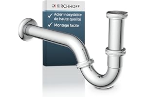 Siphon pour bidet KIRCHHOFF, siphon avec tuyau d'évacuation et tube plongeur adapté aux bidets, siphon universel avec dimensions de raccordement standard 1 1/4" et 32 mm, 988440113