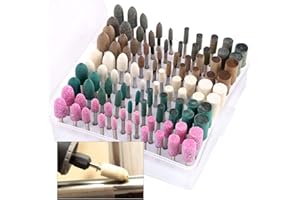 Keadic 100Pcs Rotary Grinding Stone Bits Set - Felt Polishing Buffing Wheel for Dremel Rotary Tool, Shank Abrasive Mounted Stone Grinding Bits Set for Polishing