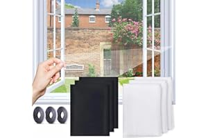 FENGSHENG-SHOP Mosquito Net for Windows, New Upgrade 3 Fly Screens Window Mesh 1.3mx1.5m Insect Netting Bug Bee Mosquito Protector with 3 Tapes, Black
