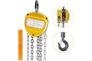 VEVOR Polipasto de Cadena Manual, 4400 lb/ 2ton, Polipasto Manual de Cadena de Palanca 3m Amarillo, Equipo de Elevación Herramienta