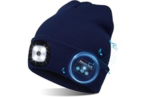 TAGVO Bluetooth 5.0 Cappello Berretti LED, Altoparlante Stereo Incorporato e Microfono, Inverno Caldo Lavorato a Maglia Senza Fili Bluetooth Cuffia Musica Lavabile Cappello per Corsa per Uomo Donna
