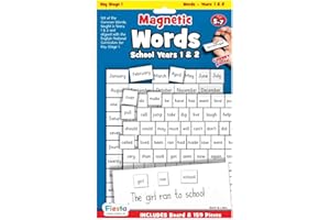 FIESTA CRAFTS LTD Magnetic Words Years 1 & 2 by Fiesta Crafts - Learning Resources - 160 word pieces & Magnetic Board - Early Development & Learning Toy. Ages 5+